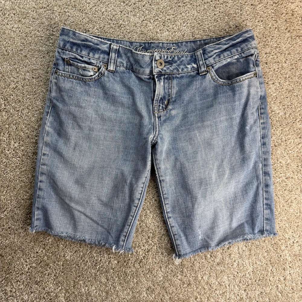 American Eagle Denim Boyfriend Shorts Womens 10 Blue Cutoff Bermuda Casual